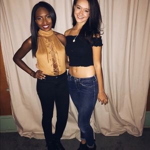 Tobi suede opened back bodysuit